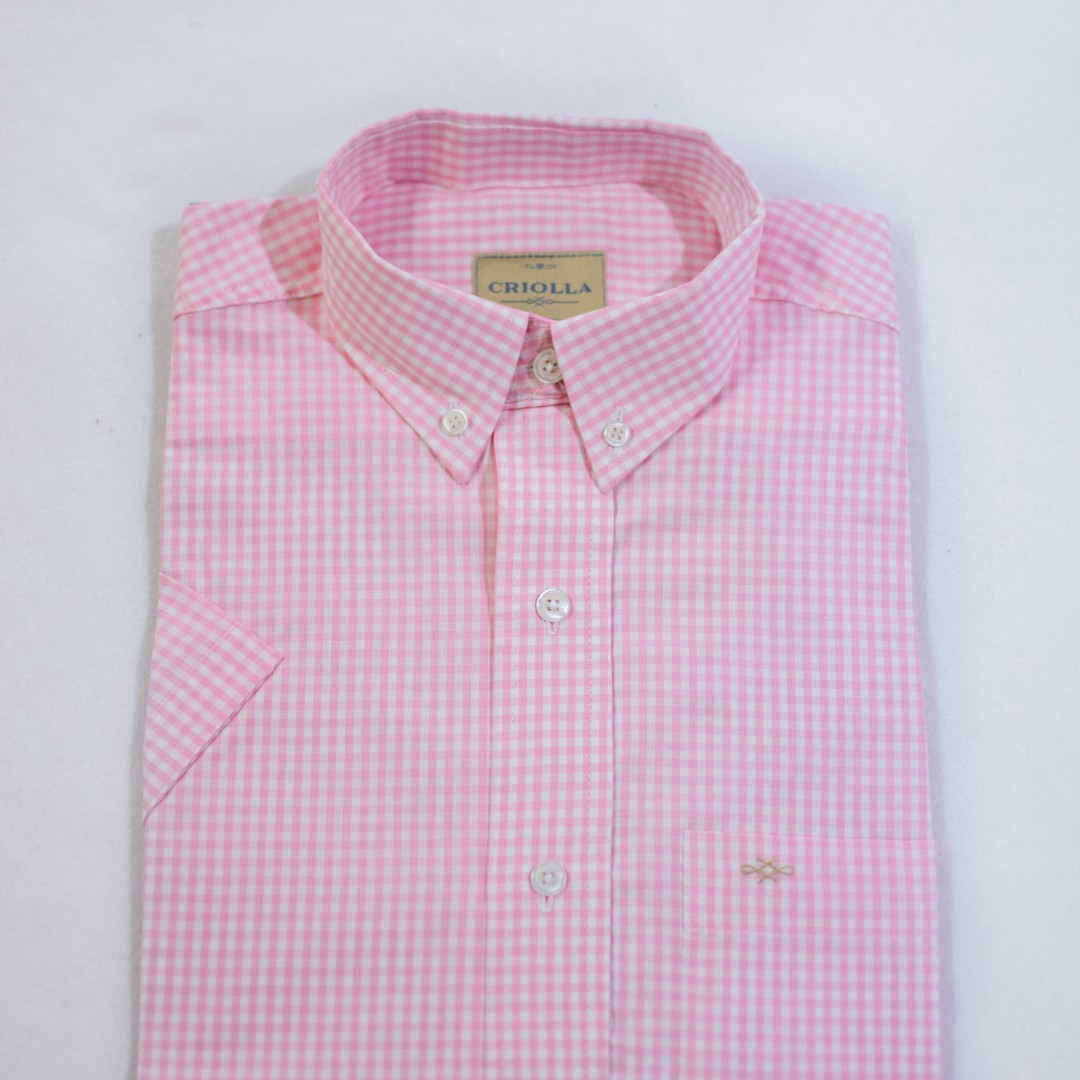 camisa-manga-corta-cuadros-rosa